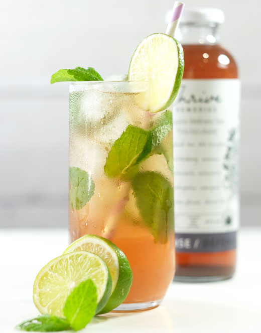elderberry-mojito elderberry mojito with a bottle of defense in the background