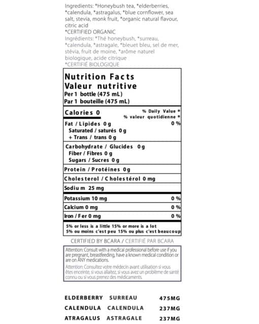 nutrition label for thrive remedies defense flavour